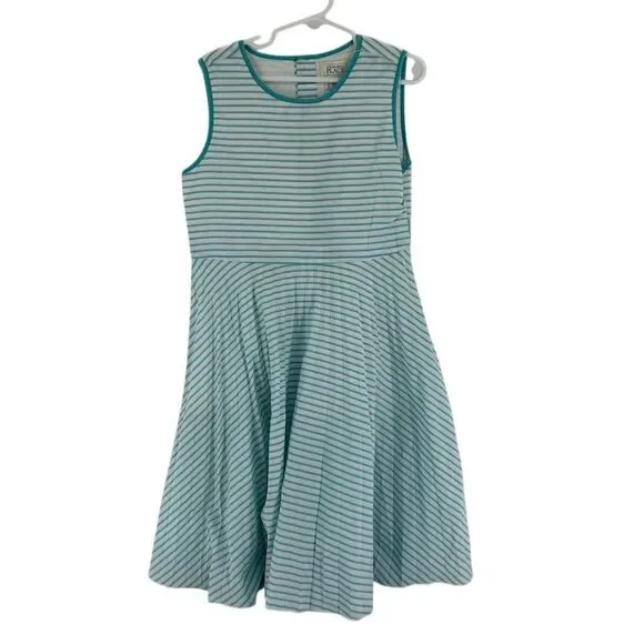 The Children's Place Girls Size 8 Teal and White Striped Sleeveless Dress - Picture 1 of 6